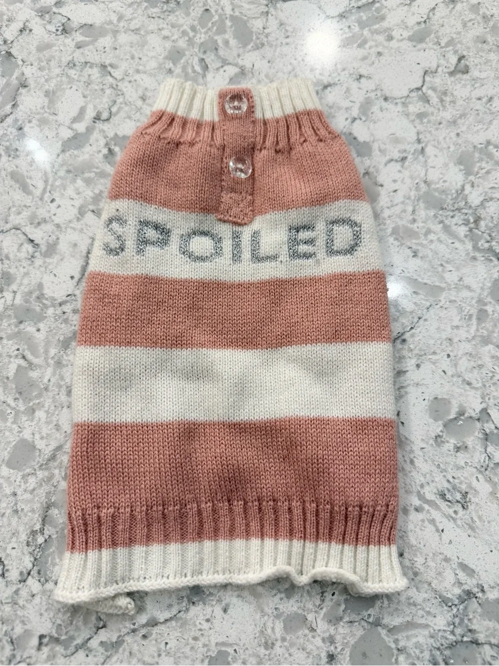 Pet Striped 'Spoiled' Knit Sweater - Pink & Cream
